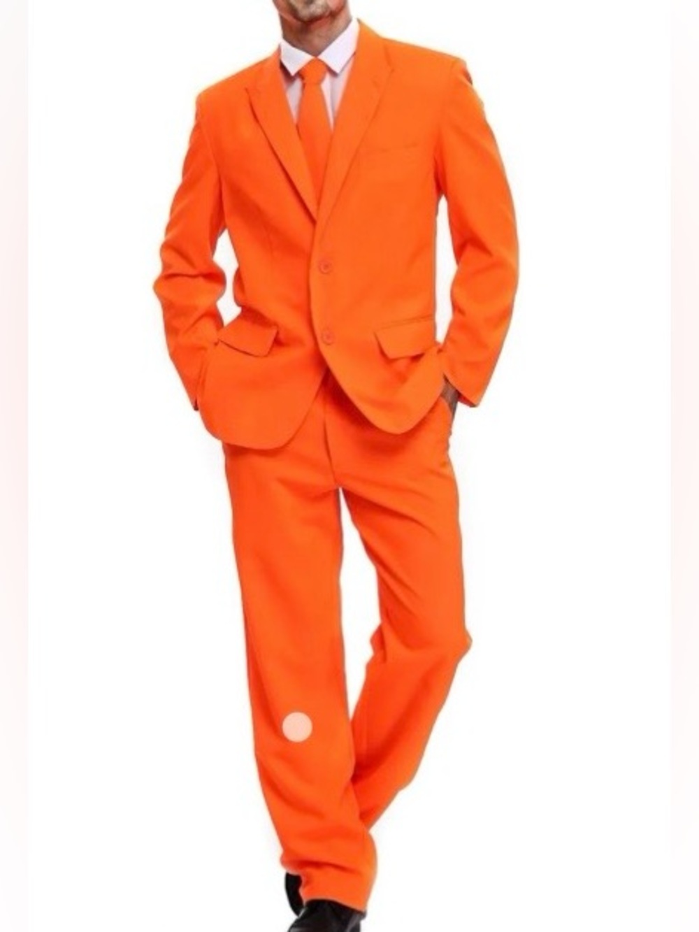 Bold Orange Men's Two-Piece Suit with Matching Tie-